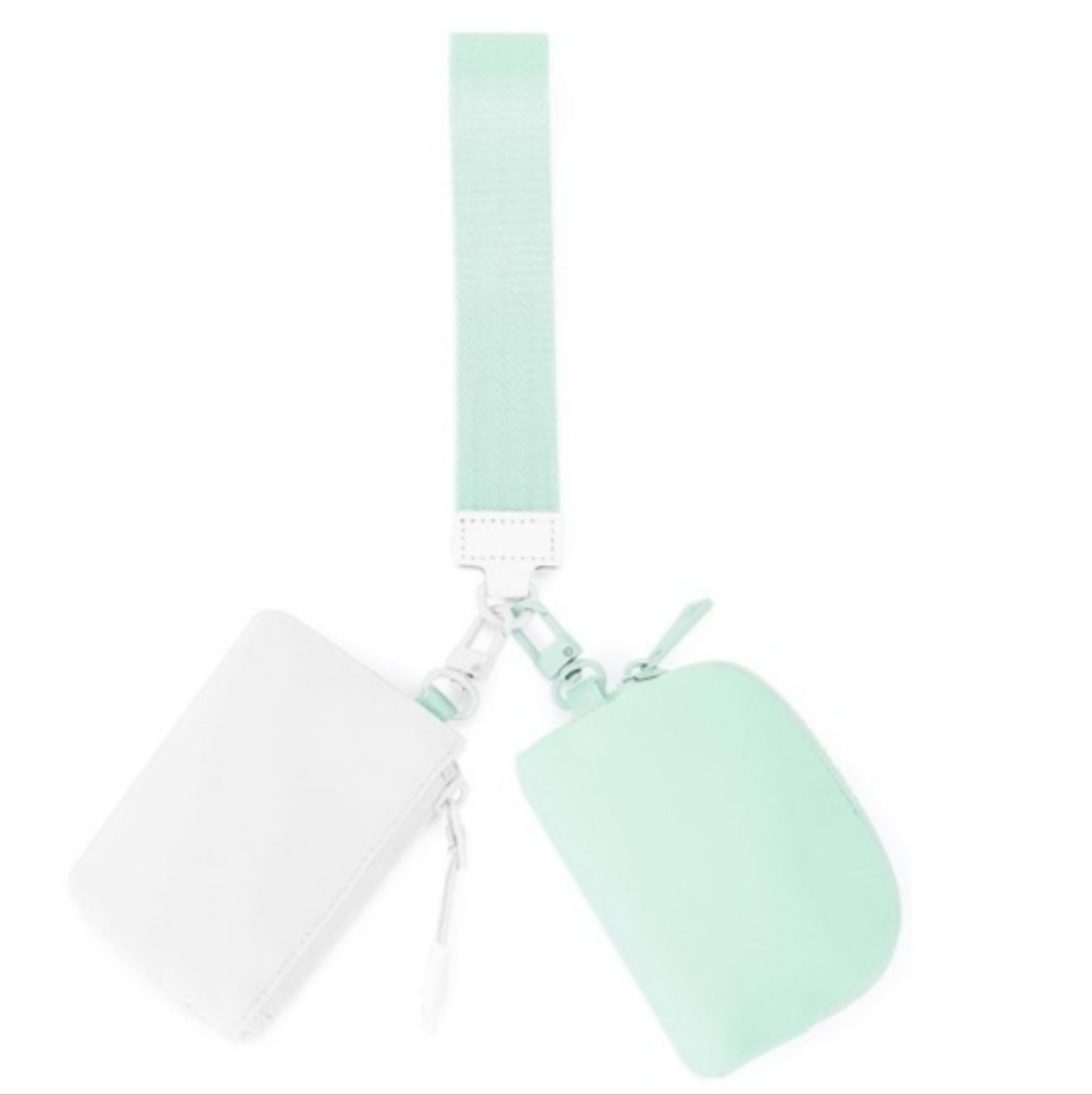 Dual Pouch Wristlet Keychain Wallet in Mint